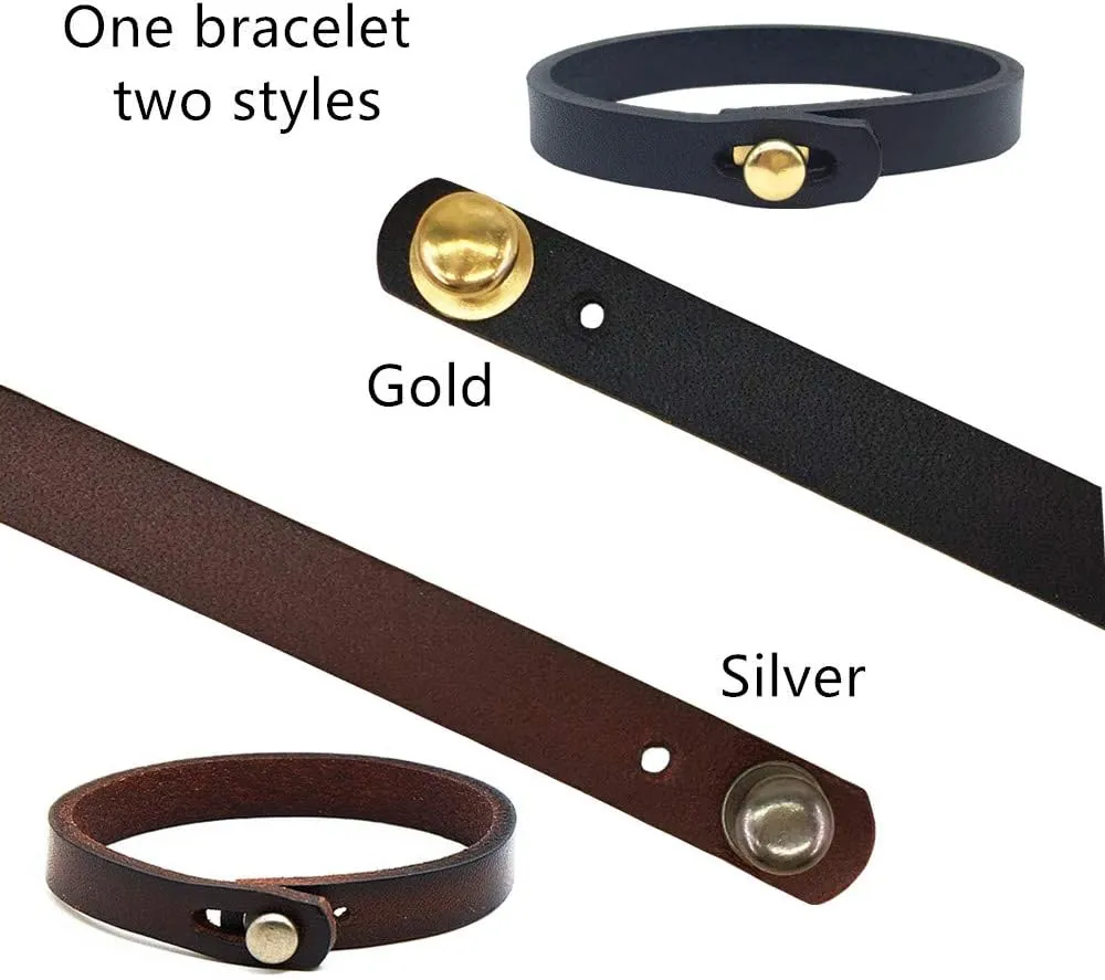 Mens Genuine Leather Bracelet - Handmade Adjustable Leather Cuff Bracelet punk Style leather wrap Wristband for Men