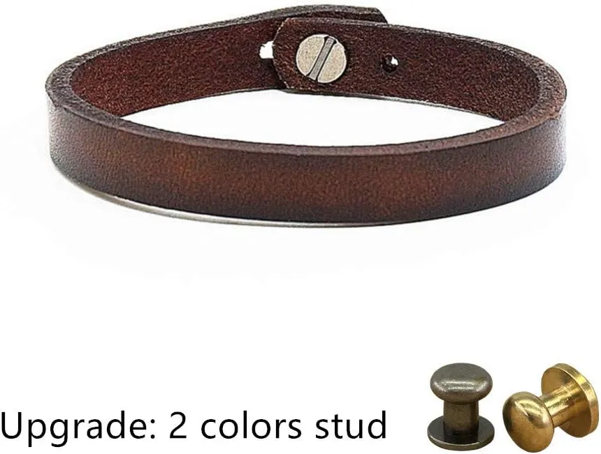 Mens Genuine Leather Bracelet - Handmade Adjustable Leather Cuff Bracelet punk Style leather wrap Wristband for Men