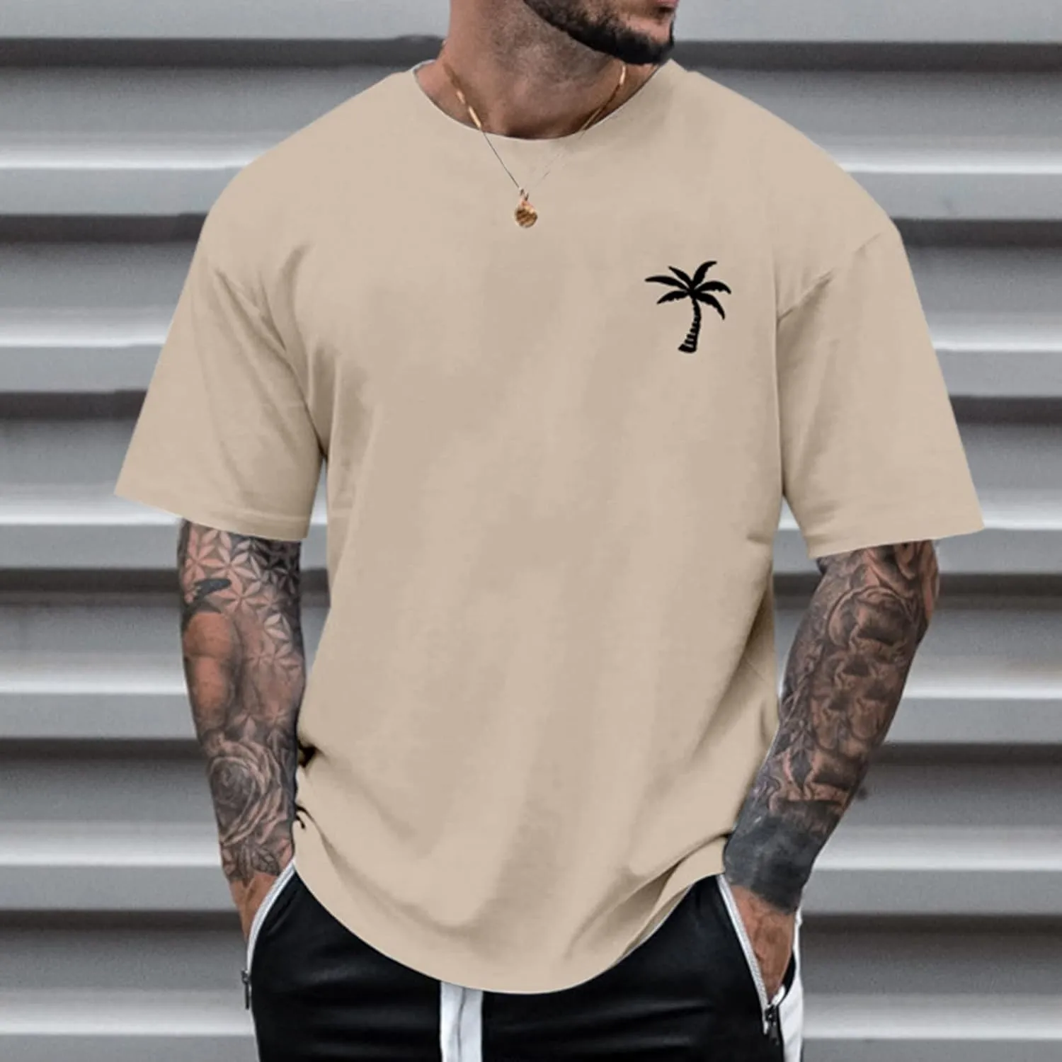 Mens Graphic T-Shirts Short Sleeve Crew Neck Shirt Casual Loose Tops Athletic Hawaiian Beach Summer Tee Shirts