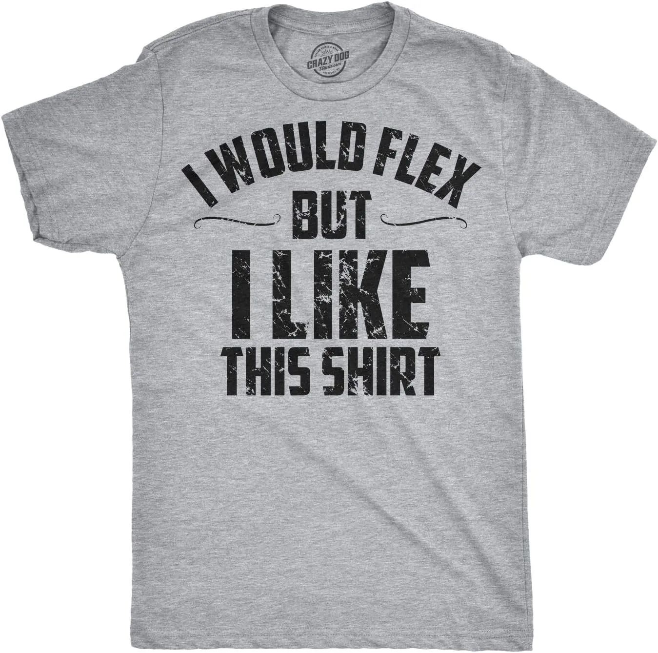 Mens I Would Flex But I Like This Shirt Funny Adult Working Out Gym Tee for Guys