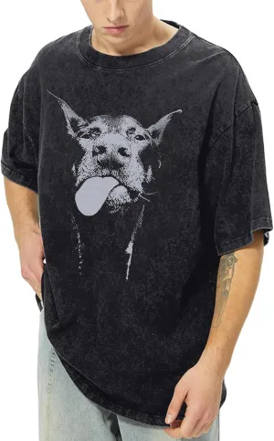 Men's Oversized Graphic Tees Streetwear Vintage Tshirts for Men Acid Wash Tshirt Aesthetic Unisex Shirts Grunge Tops