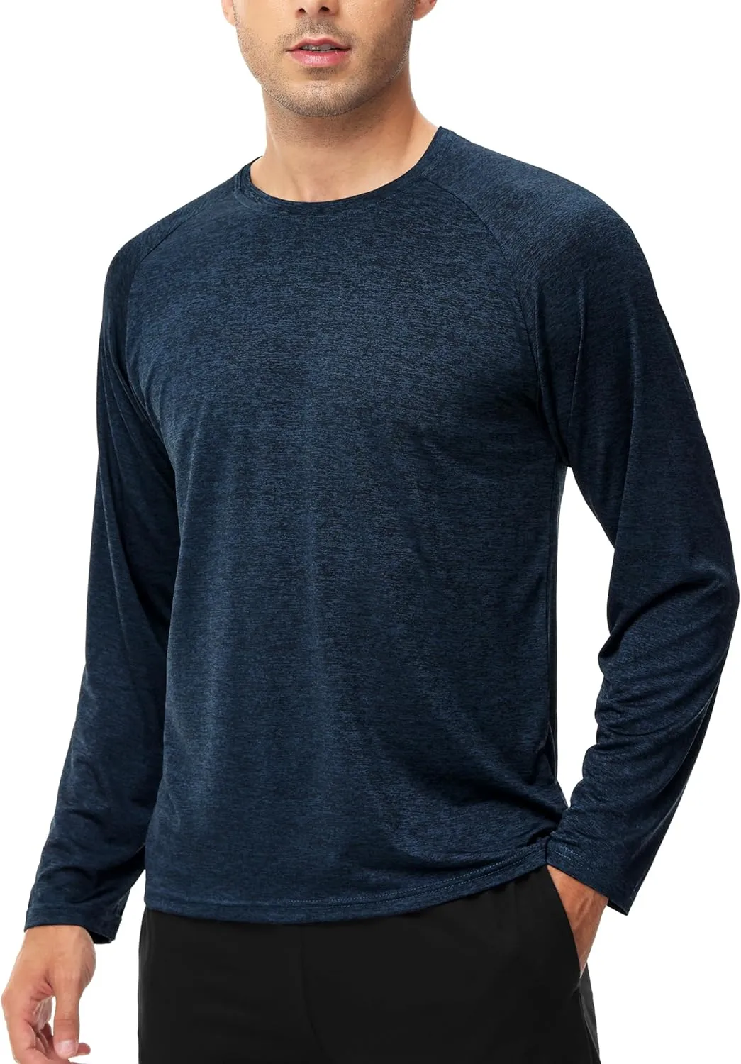 Mens Shirts 3 Pack Dry Fit Moisture Wicking Tech Performance Quick Dry Elastic Athletic Long Sleeve T Shirts