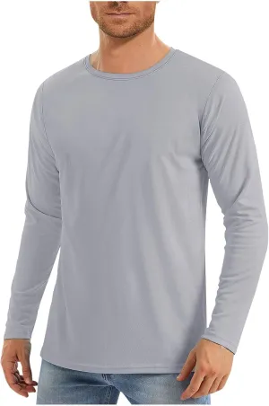 Mens UPF 50  Uv Sun Protection Shirts Long Sleeve Outdoor SPF Rash Guard T-Shirt Cool Quick Dry Athletic Workout Top