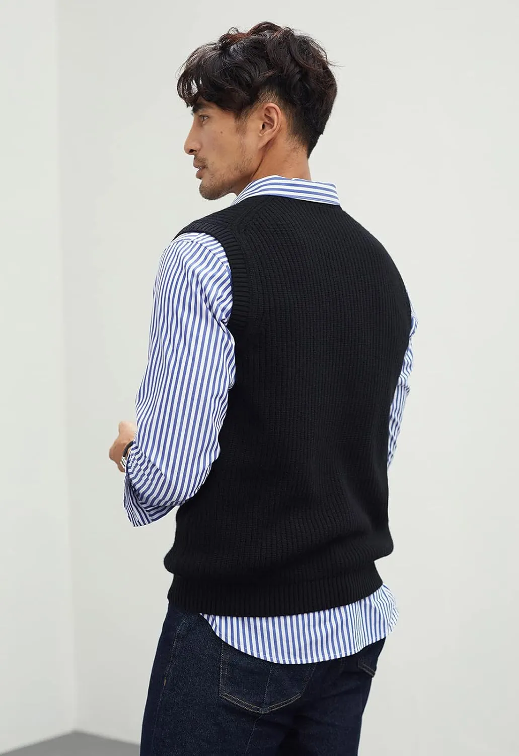 Men's V-Neck Sweater Vest | Anti-Pilling & Anti-Static | Lightweight Thermal Sleeveless Pullover for Casual & Formal Outfits