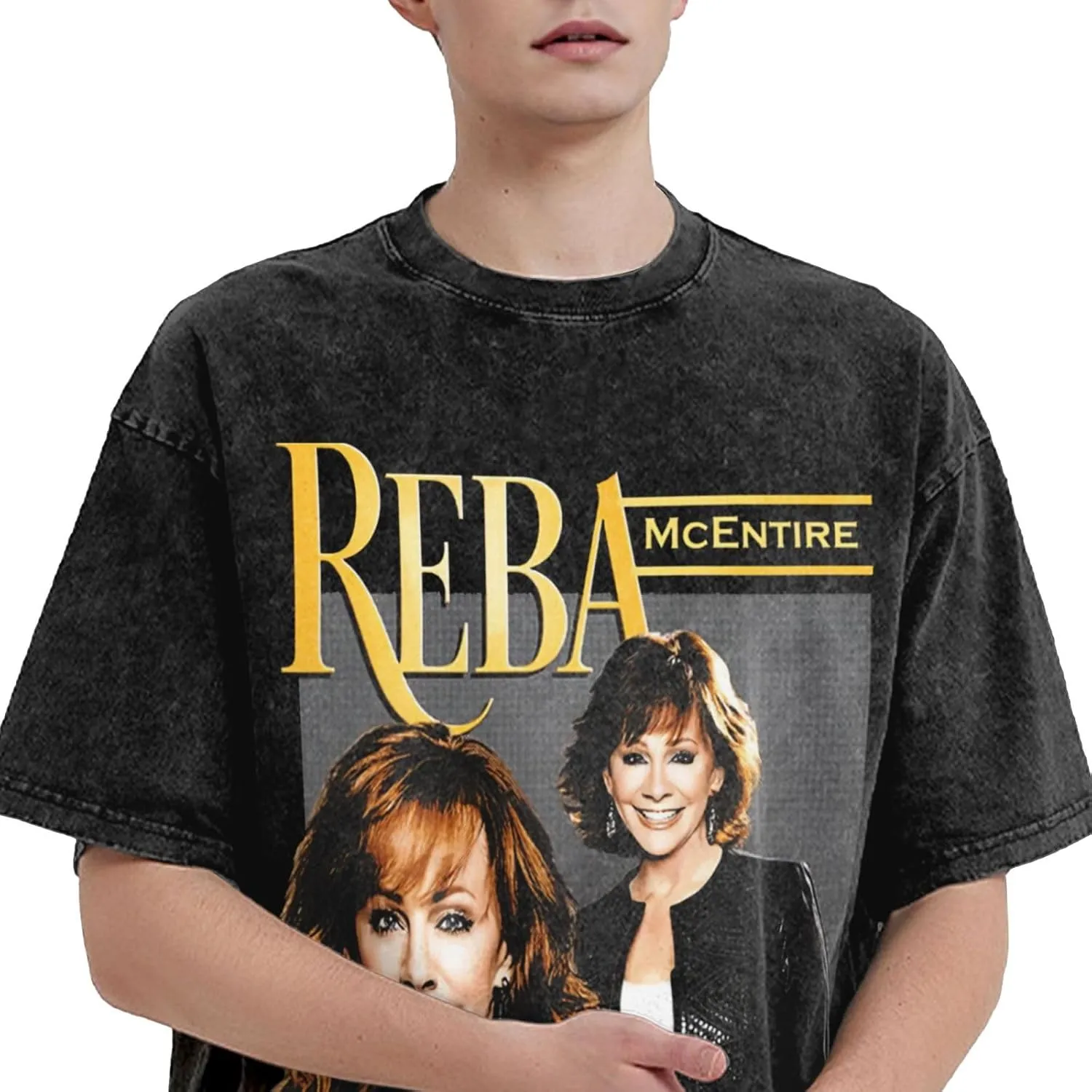Men's Vintage Oversized Drop Shoulder Novelty T Shirts Loose Wash Solid Tees Tops