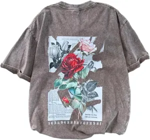 Mens Washed T Shirt Distressed Graphic Tees Oversized Short Sleeve Tops Shirts