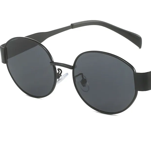 Metal Retro Oval Frame Sunglasses for Women, New American High-End Internet Celebrity Glasses, Trendy Personality Hot Girl Sunglasses