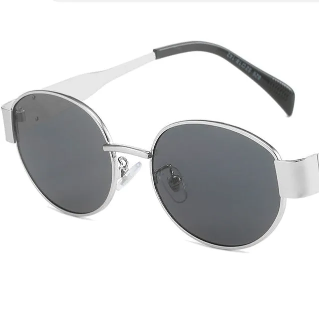 Metal Retro Oval Frame Sunglasses for Women, New American High-End Internet Celebrity Glasses, Trendy Personality Hot Girl Sunglasses