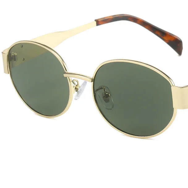 Metal Retro Oval Frame Sunglasses for Women, New American High-End Internet Celebrity Glasses, Trendy Personality Hot Girl Sunglasses