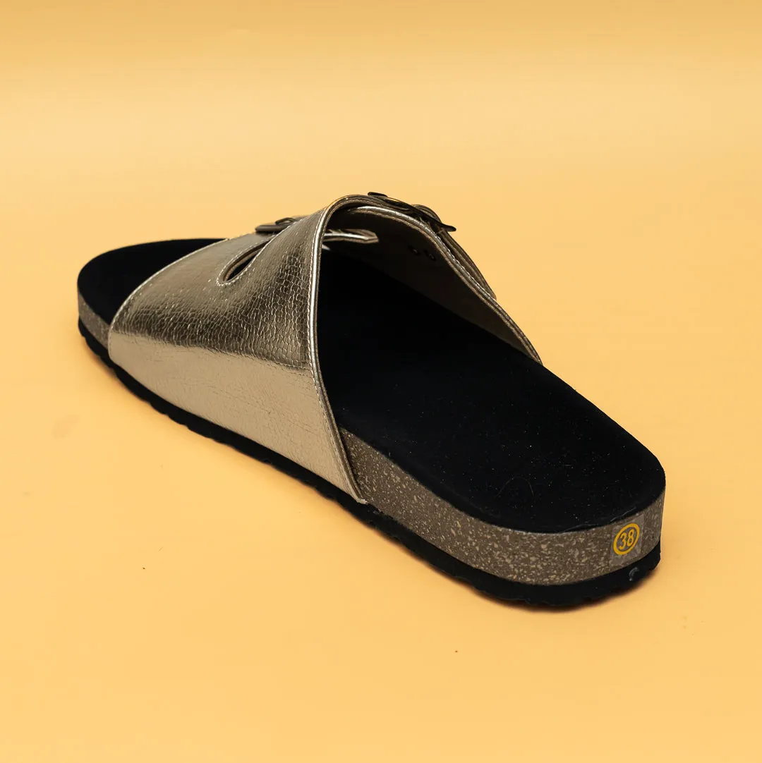 Metallic Buckle Sliders - Golden