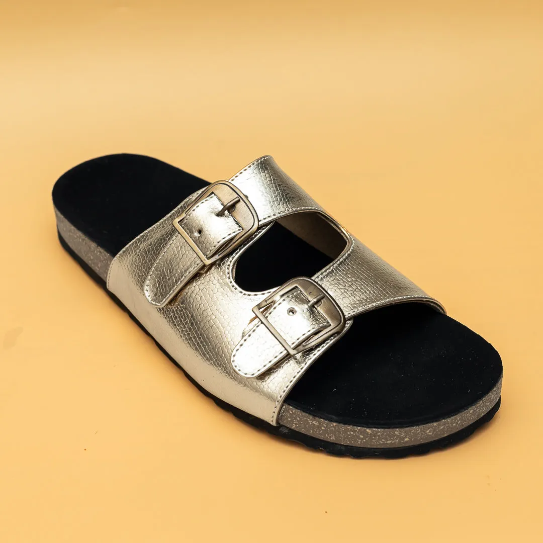 Metallic Buckle Sliders - Golden