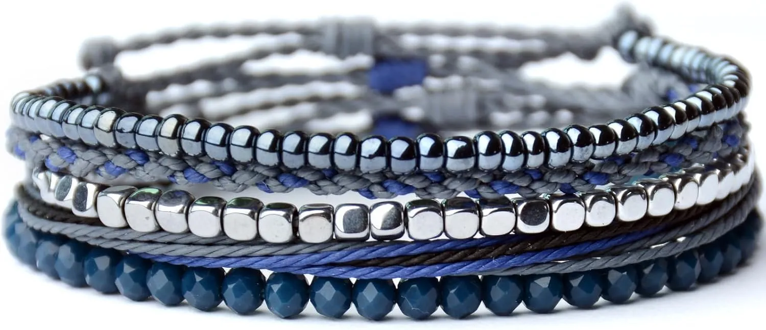 Mezcla Vida Handmade Waterproof Rope Bracelets Pack String & Beaded Bracelet Stack - Set of 5 Stackable Bracelets For Women, Summer Accessories & Bohemian Bracelets for Teen Girls