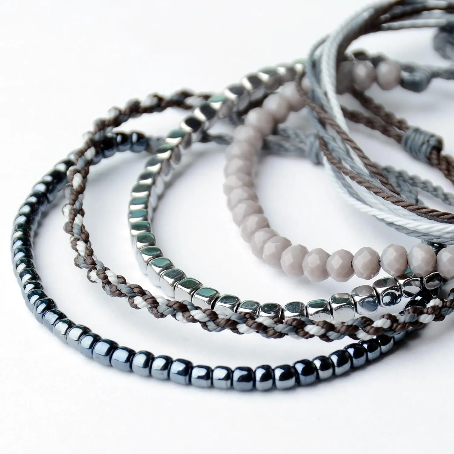 Mezcla Vida Handmade Waterproof Rope Bracelets Pack String & Beaded Bracelet Stack - Set of 5 Stackable Bracelets For Women, Summer Accessories & Bohemian Bracelets for Teen Girls