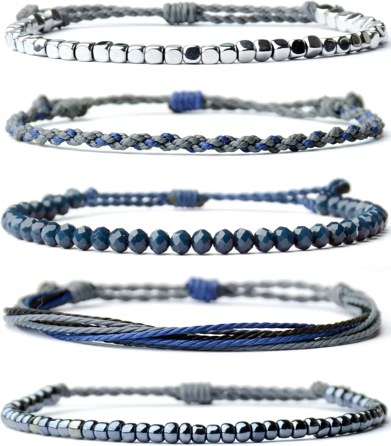 Mezcla Vida Handmade Waterproof Rope Bracelets Pack String & Beaded Bracelet Stack - Set of 5 Stackable Bracelets For Women, Summer Accessories & Bohemian Bracelets for Teen Girls