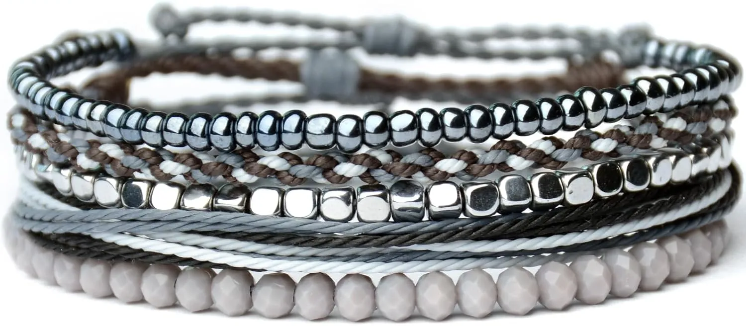 Mezcla Vida Handmade Waterproof Rope Bracelets Pack String & Beaded Bracelet Stack - Set of 5 Stackable Bracelets For Women, Summer Accessories & Bohemian Bracelets for Teen Girls