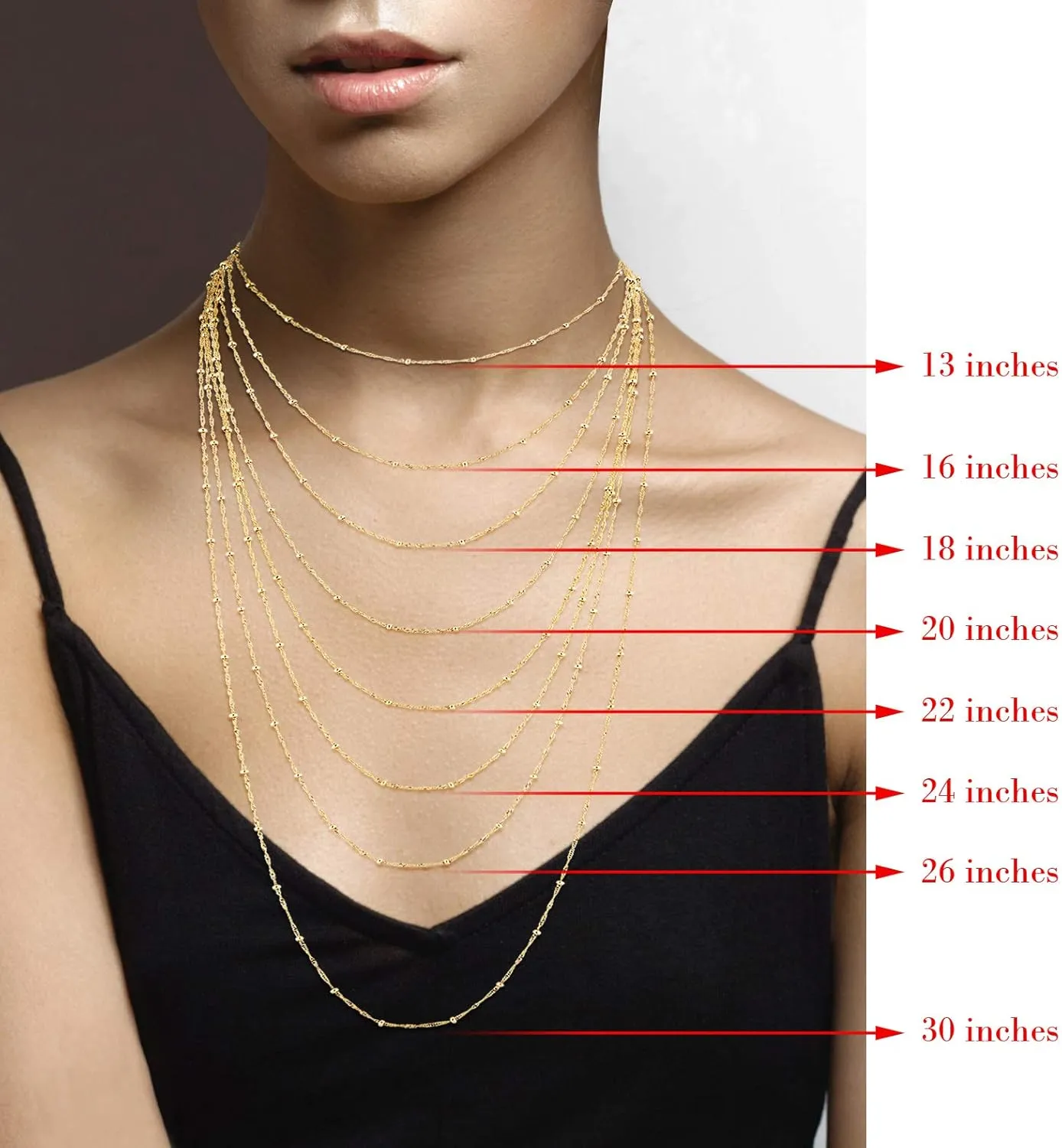 Miabella Italian 18K Gold Over Silver Singapore Bead Chain Station Necklace for Women, Made in Italy