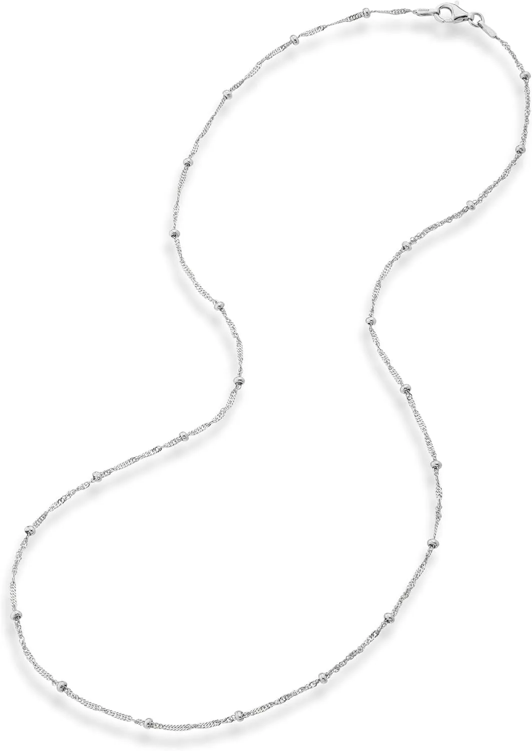 Miabella Italian 925 Sterling Silver Singapore Bead Chain Station Necklace for Women, Made in Italy