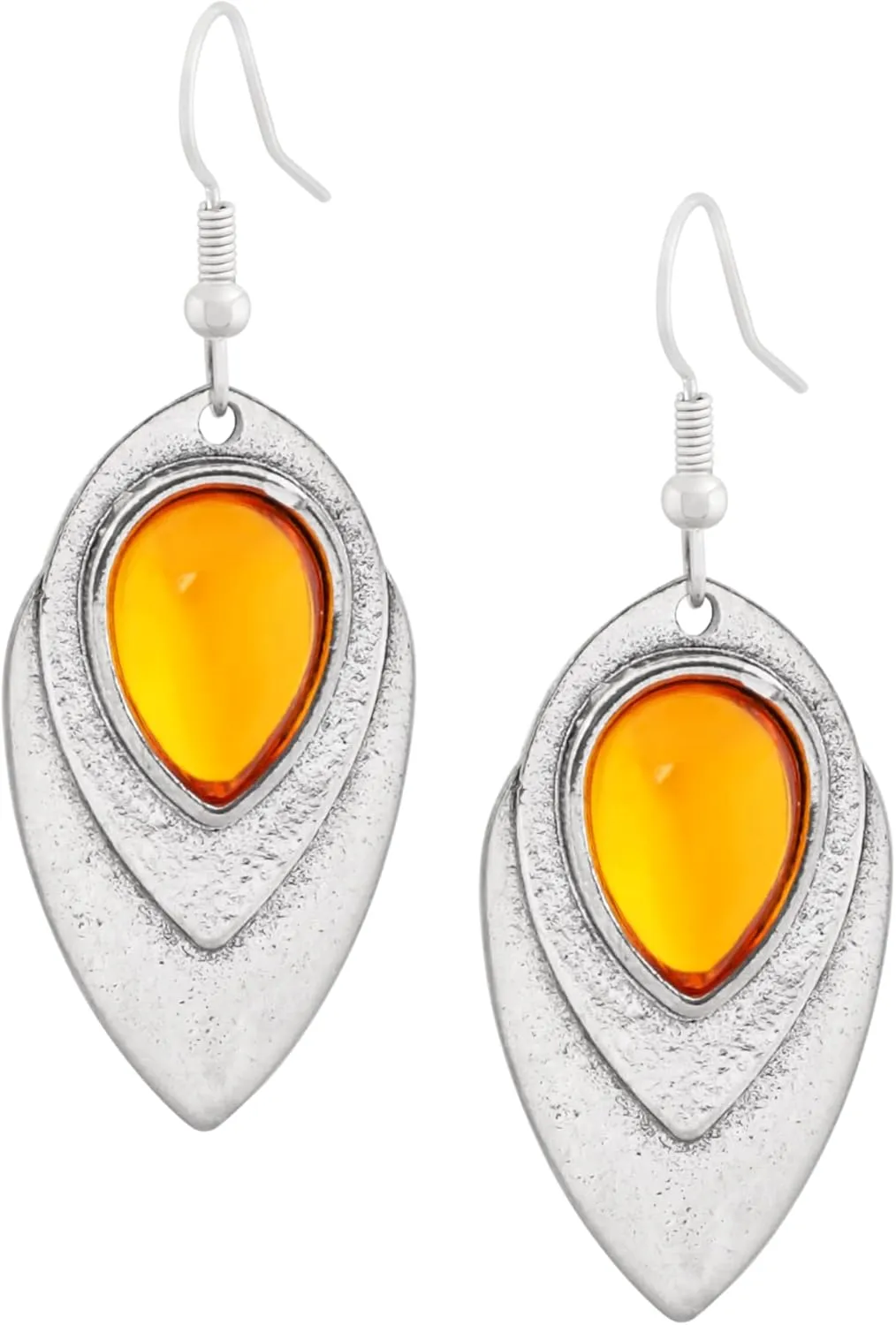 MINACHI Boho Vintage Amber Stone Teardrop Dangle Drop Earrings, Bohemian Statement Jewelry Gift for Women