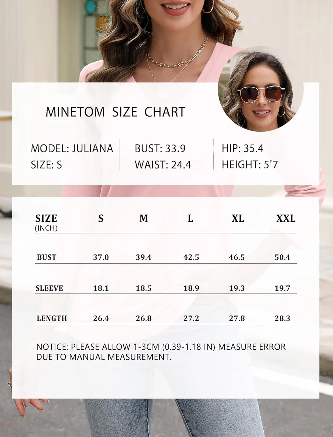 Minetom Women's V Neck 3/4 Sleeve Tops Casual Shirts Basic Summer Tees