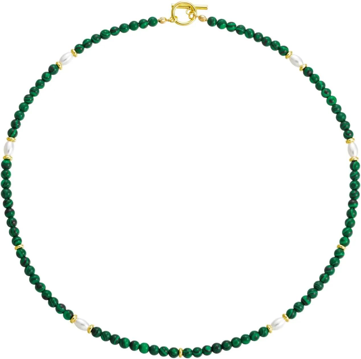 Minimalist Style 4mm Small Natural Green Malachite Gemstone Necklace for Women OT Clasp Necklace Gemstone Jewelry