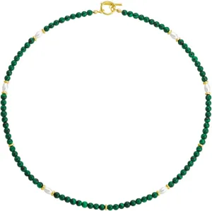 Minimalist Style 4mm Small Natural Green Malachite Gemstone Necklace for Women OT Clasp Necklace Gemstone Jewelry