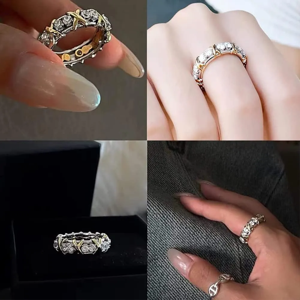 Moissanite Rings for WomenJansio Threanic Triple-Spin Ring Rings For Weight Loss Shaping Cross Full Moissanite Diamond Ring