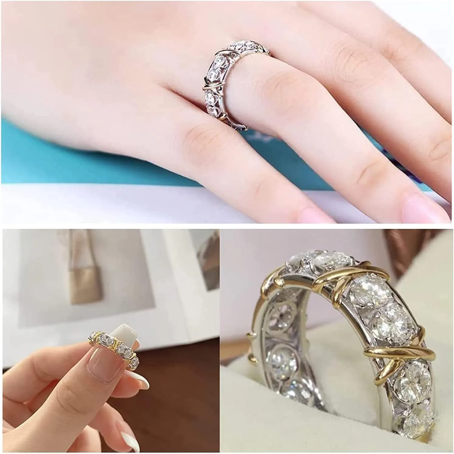 Moissanite Rings for WomenJansio Threanic Triple-Spin Ring Rings For Weight Loss Shaping Cross Full Moissanite Diamond Ring