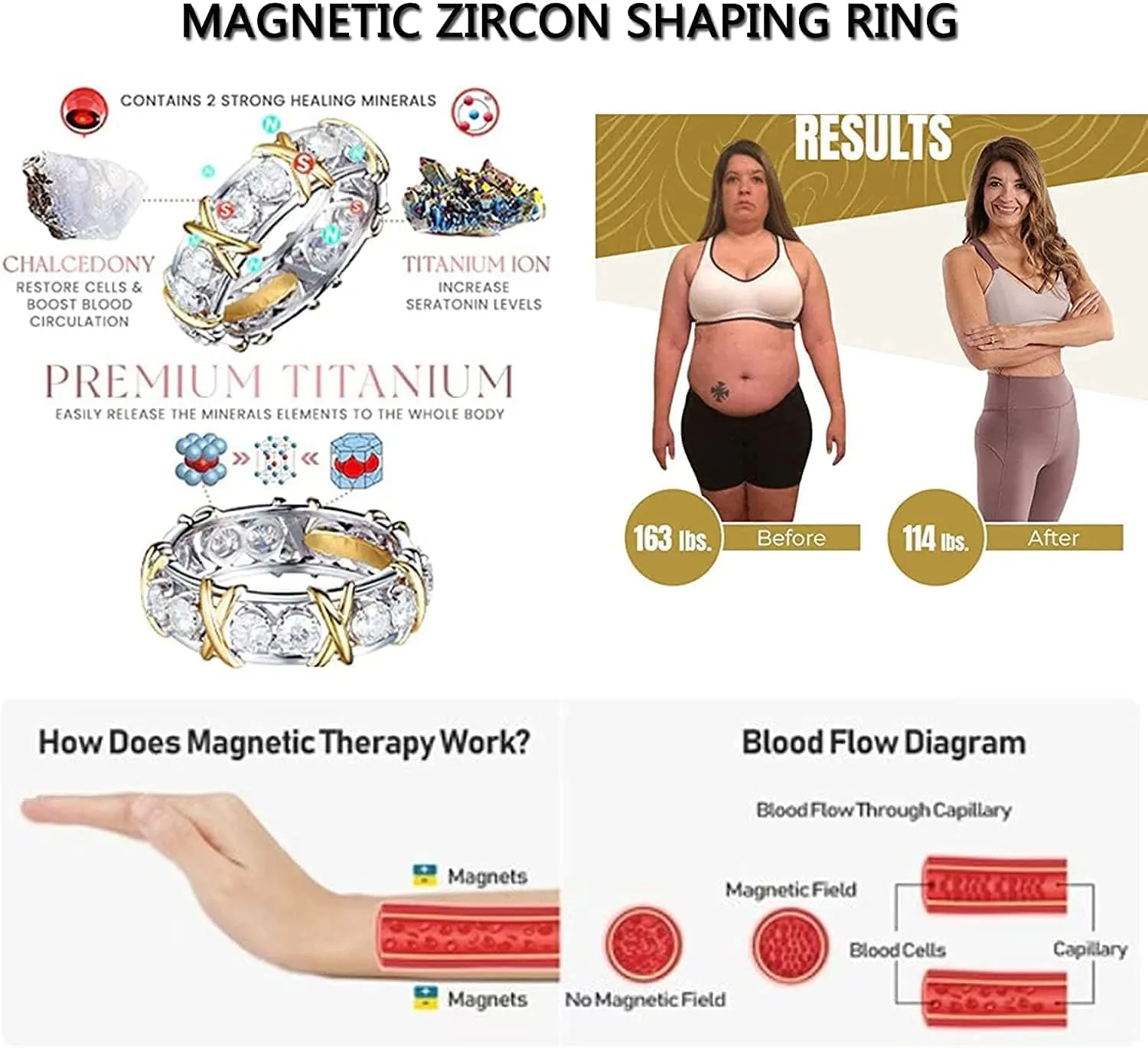 Moissanite Rings for WomenJansio Threanic Triple-Spin Ring Rings For Weight Loss Shaping Cross Full Moissanite Diamond Ring
