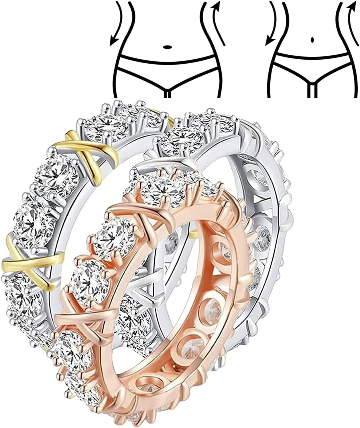 Moissanite Rings for WomenJansio Threanic Triple-Spin Ring Rings For Weight Loss Shaping Cross Full Moissanite Diamond Ring