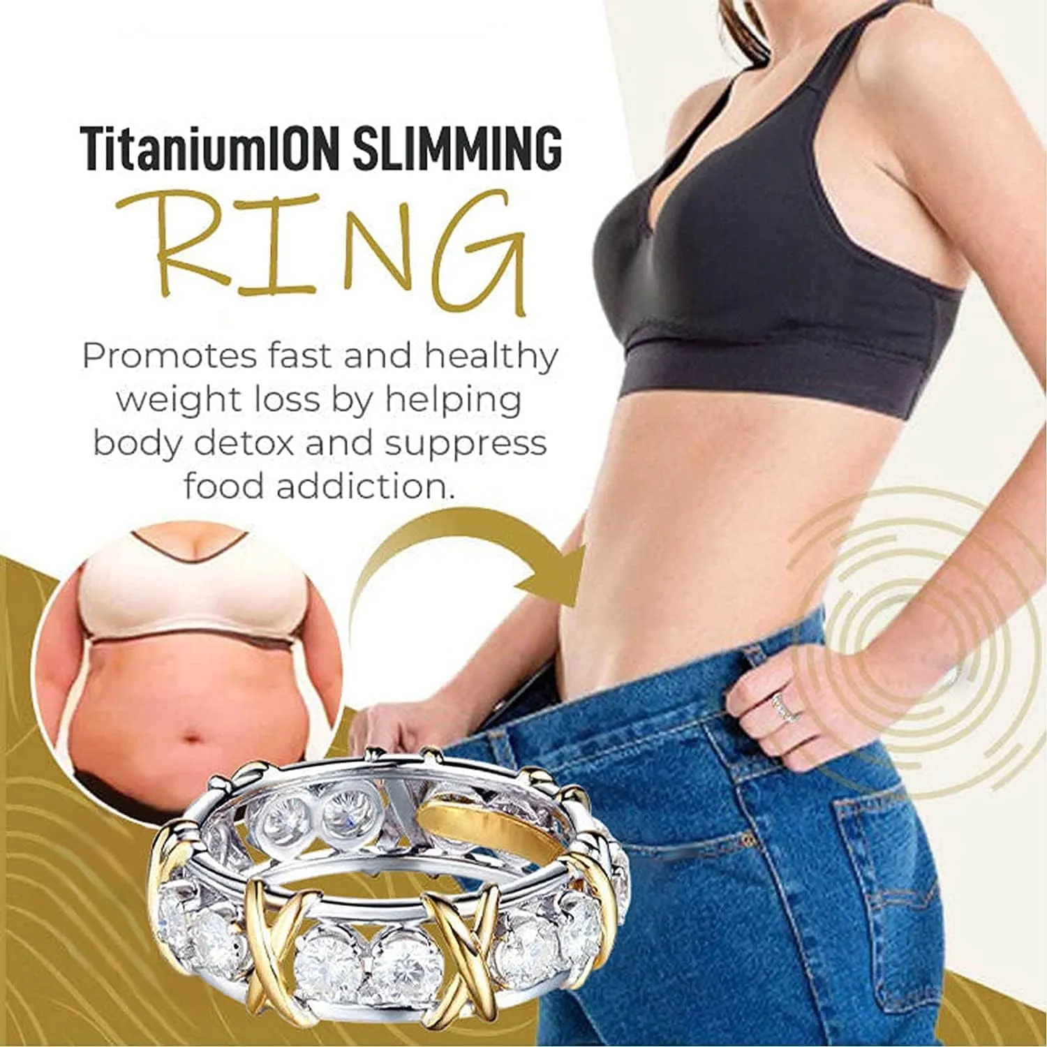 Moissanite Rings for WomenJansio Threanic Triple-Spin Ring Rings For Weight Loss Shaping Cross Full Moissanite Diamond Ring