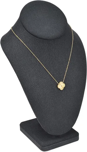MOOCA Linen Covered Wood Jewelry Display Necklace Chain Jewelry Bust Display Holder Stand, Necklaces Bust Mannequin, 6 3/8 W x 4 1/4 D x 10 H in, Black Linen