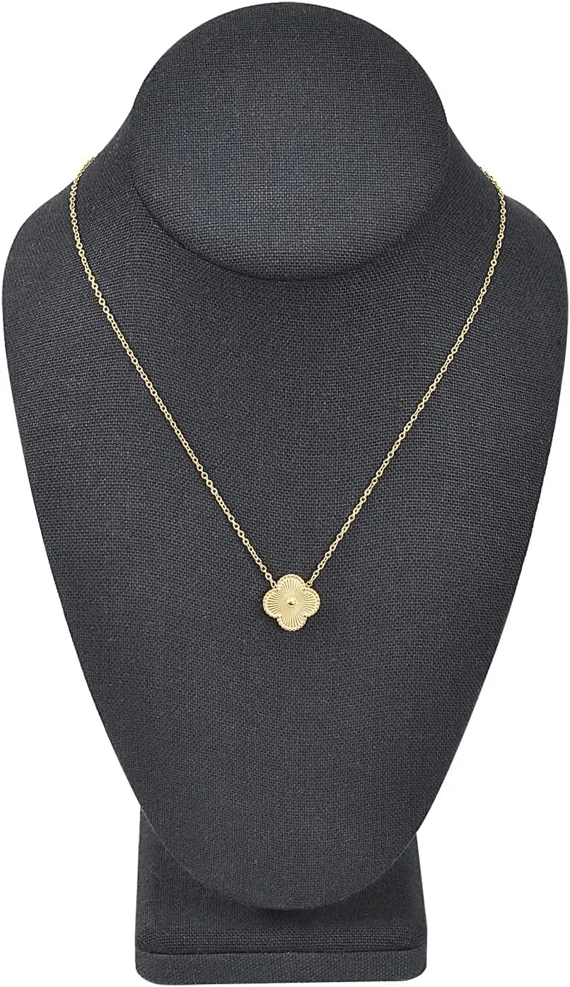 MOOCA Linen Covered Wood Jewelry Display Necklace Chain Jewelry Bust Display Holder Stand, Necklaces Bust Mannequin, 6 3/8 W x 4 1/4 D x 10 H in, Black Linen