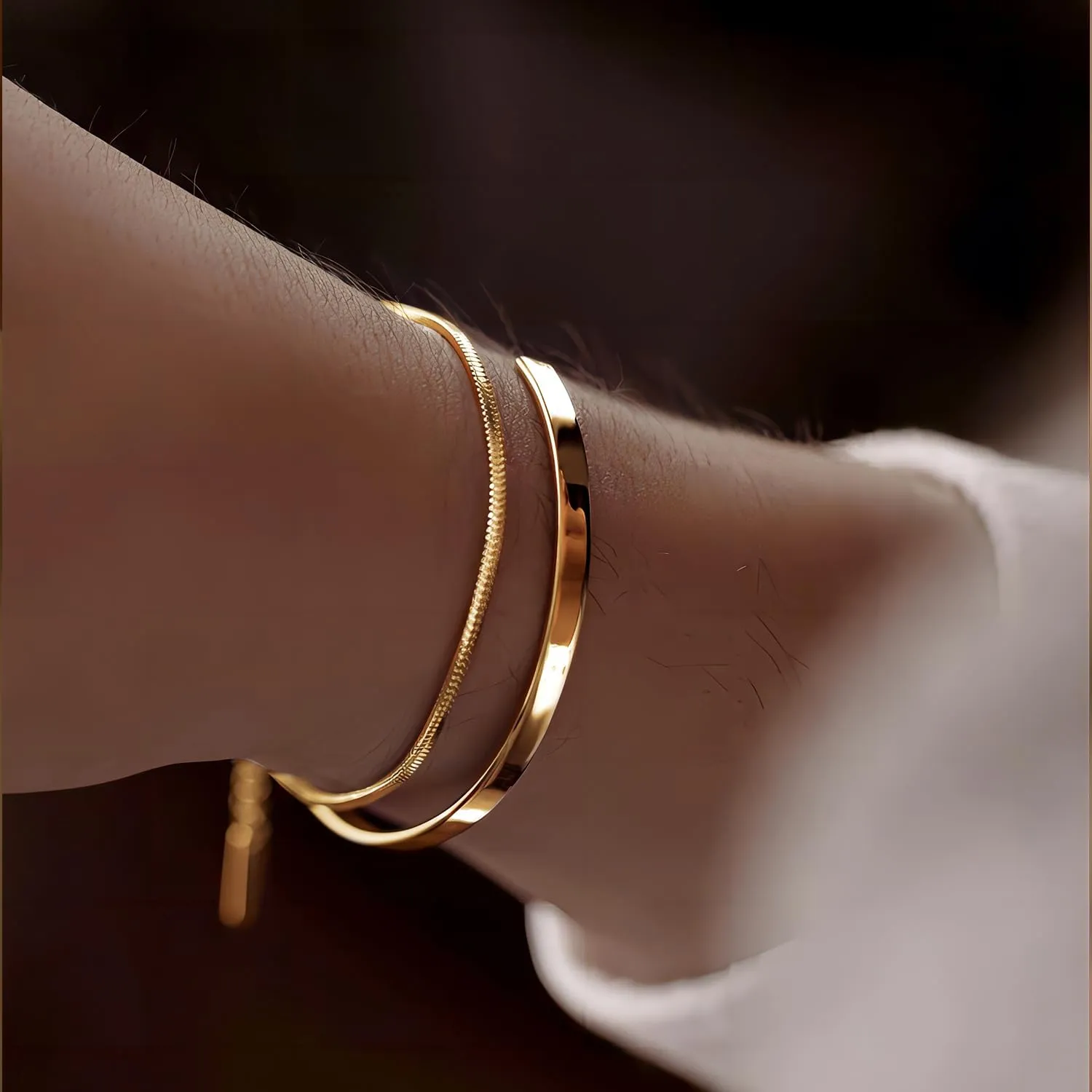 Moodear Fathers Day Gifts for Dad from Daughter Wife Son Stackable Bracelets for Men - Dainty 925 Sterling Silver/14K Gold Plated Cuff Snake Box Cuban Link Chain Bangle Bracelet Set Mens Jewelry