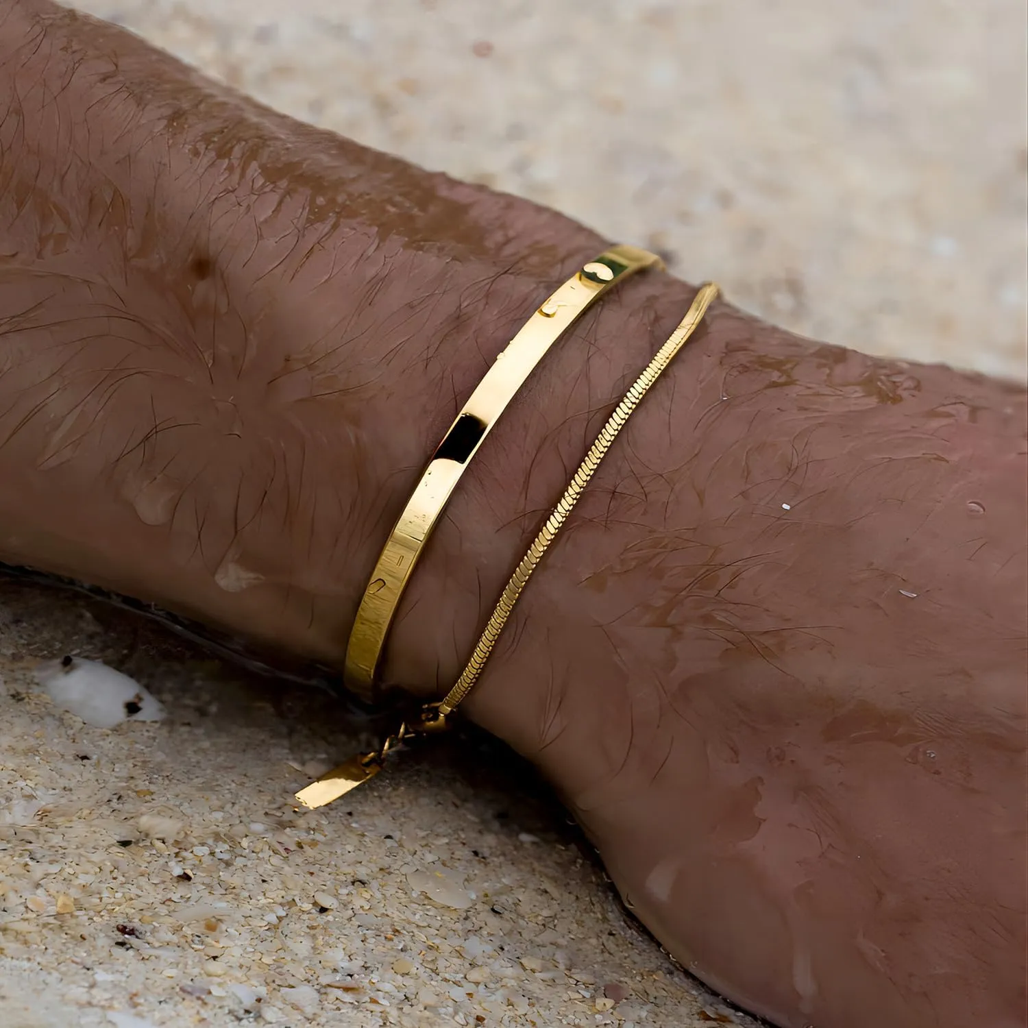 Moodear Fathers Day Gifts for Dad from Daughter Wife Son Stackable Bracelets for Men - Dainty 925 Sterling Silver/14K Gold Plated Cuff Snake Box Cuban Link Chain Bangle Bracelet Set Mens Jewelry