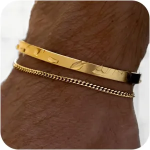 Moodear Fathers Day Gifts for Dad from Daughter Wife Son Stackable Bracelets for Men - Dainty 925 Sterling Silver/14K Gold Plated Cuff Snake Box Cuban Link Chain Bangle Bracelet Set Mens Jewelry