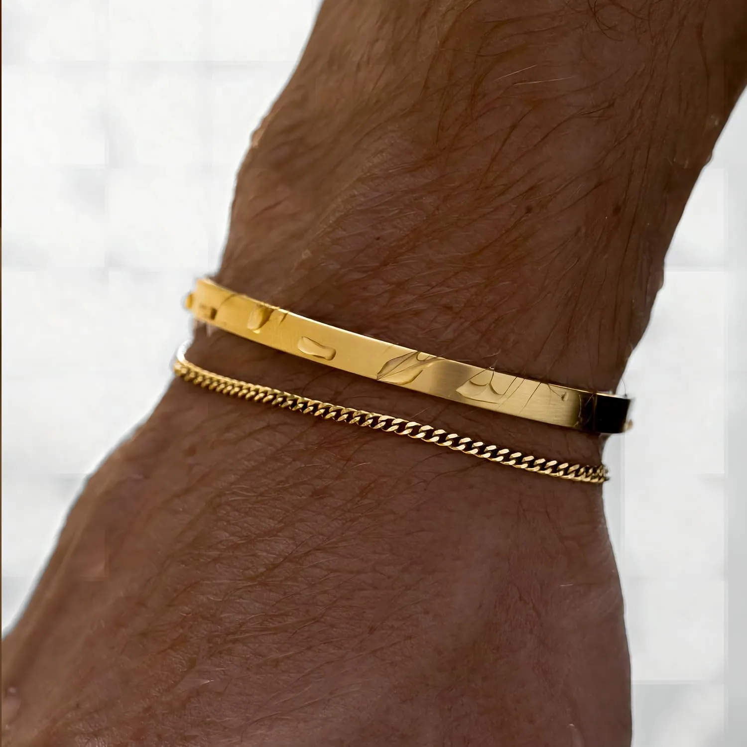 Moodear Fathers Day Gifts for Dad from Daughter Wife Son Stackable Bracelets for Men - Dainty 925 Sterling Silver/14K Gold Plated Cuff Snake Box Cuban Link Chain Bangle Bracelet Set Mens Jewelry