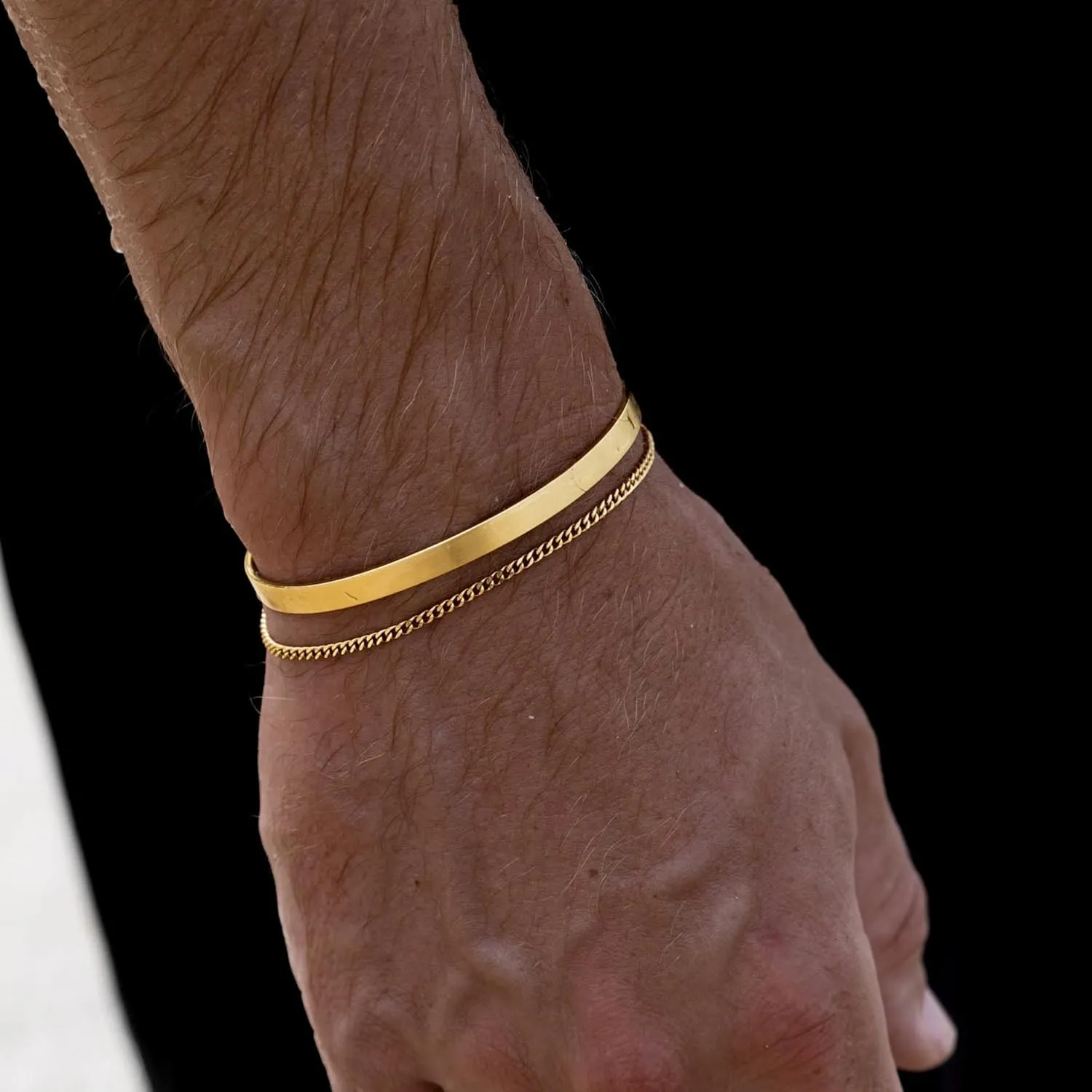 Moodear Fathers Day Gifts for Dad from Daughter Wife Son Stackable Bracelets for Men - Dainty 925 Sterling Silver/14K Gold Plated Cuff Snake Box Cuban Link Chain Bangle Bracelet Set Mens Jewelry