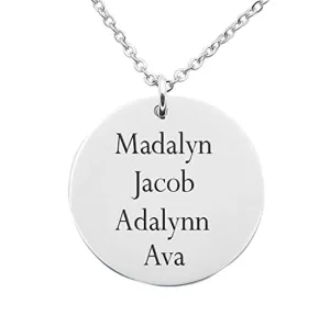 Mothers day necklace with kids names, up to six names