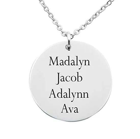 Mothers day necklace with kids names, up to six names