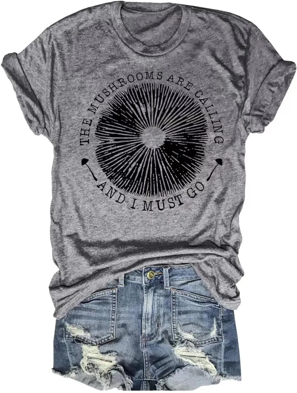 Mushroom T-Shirt for Women Funny Cute Vintage Mushroom Graphic Tees Tops