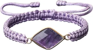 New 2025 Fashion Natural Stone Pendant Bracelets For Women Hers Prayer Jewelry Handmade Adjustable Purple Rope Femal Bangles Trendy Accessories Creative Gift