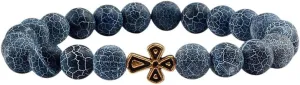New 2025 Trendy Black Volcanic Lava Beads Men Bracelet Gold Color Cross Natural Stone Bracelets Women Meditation Prayer Bangles Jewelry Fashion Accessories Creative Gift