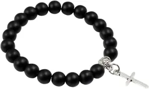 New 2025 Unisex 8Mm Natural Lava Stone Bead Chain Alloy Cross Pendant Prayer Jesus Bracelet Bangles For Men Women Jewelry Gift Handmade Pulseira Decoration Luxury Trendy Best For Women And Men