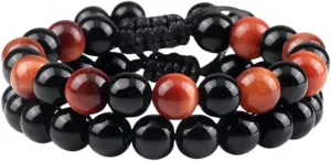 New 2025 Unisex Fashion Men Bracelet Set Natural Black Obsidian Tiger Eye Bead Bracelets Couples Prayer Bangles Women Soul Jewelry Findings Gifts Trendy Accessories Creative Gift For Women And Men
