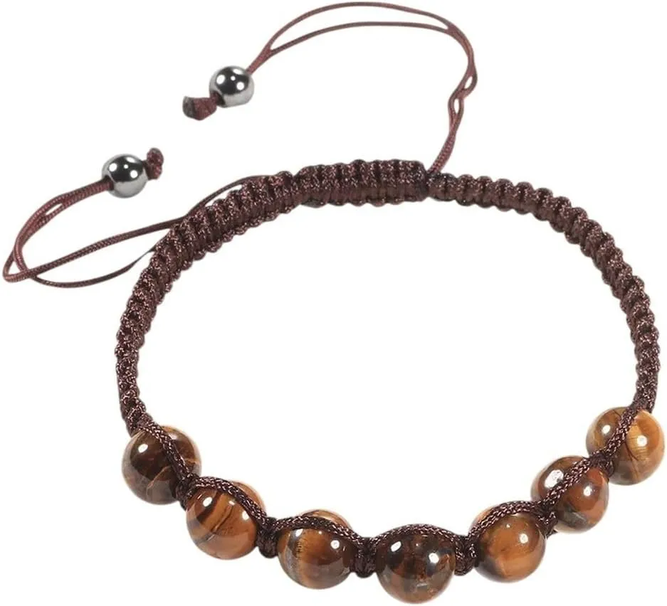 New 2025 Unisex Men Tiger Eye Beaded Bracelets Natural Lava Stone Bangles For Women Adjustable Bracelet Charm Yoga Prayer Jewelry Findings Fashion Trendy Accessories Creative Gift For Women And Men