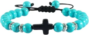 New 2025 Unisex Men Women Bracelet 8Mm Natural Stone Christian Bless Jesus Cross Bead Bracelets Bangles Prayer Handmade Jewelry Fashion Trendy Accessories Creative Gift For Women And Men