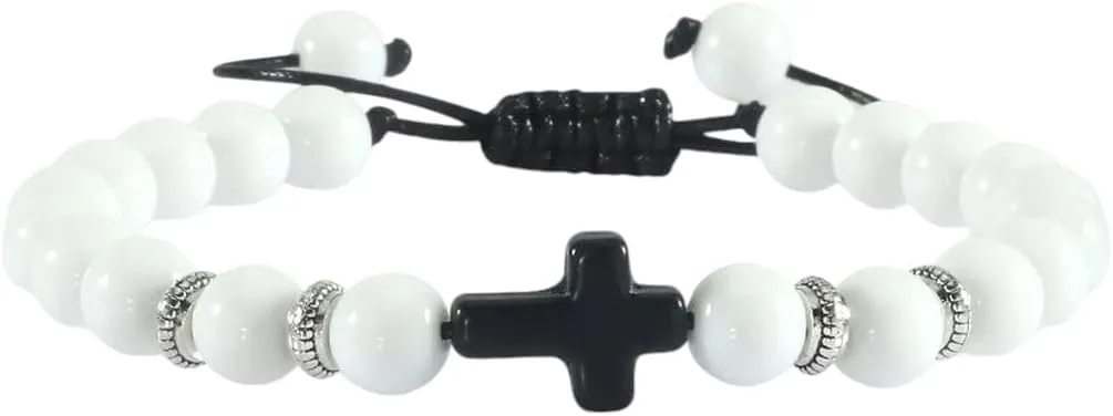 New 2025 Unisex Prayer Men Women Bracelet Cross Rosary Natural Stone Beads Jesus Onyx Meditation Bracelets Bangles Decoration Jewelry Luxury With For You Accessories Trendy Creative For Women And Men