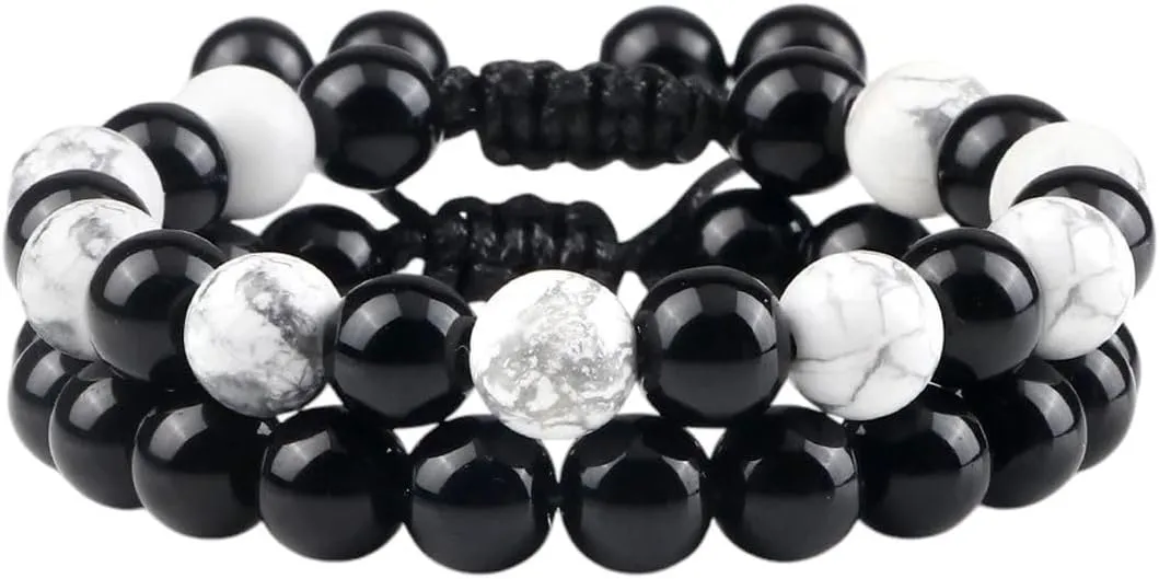 New 2026 Unisex Fashion Men Bracelet Set Natural Black Obsidian Tiger Eye Bead Bracelets Couples Prayer Bangles Women Soul Jewelry Gifts Trendy Accessories Creative Gift For Women And Men