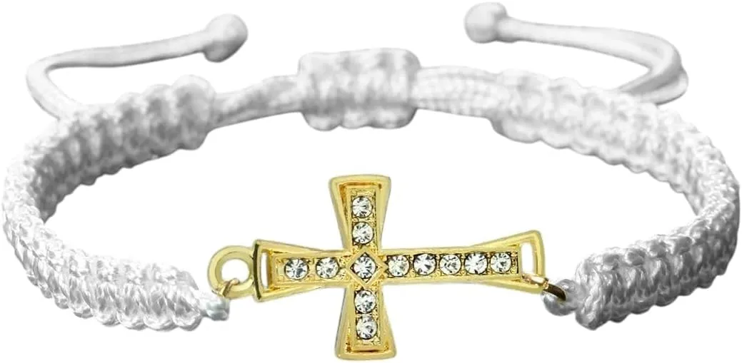 New 2026 Unisex Red Color Thread Crystal Cross Pendant Bracelet Prayer Jesus Meditation Couple Bangles Chain Jewelry Gift With For You Accessories Trendy Creative For Women And Men