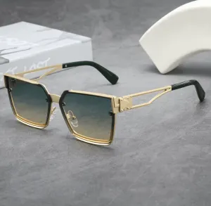 New Fashion Square Frame Metal Sunglasses – Large Frame Trendy Shades for Men & Women